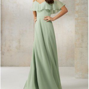 Morilee Madeline Gardner Chiffon Bridesmaids Dress with Off-the-Shoulder Ruffle